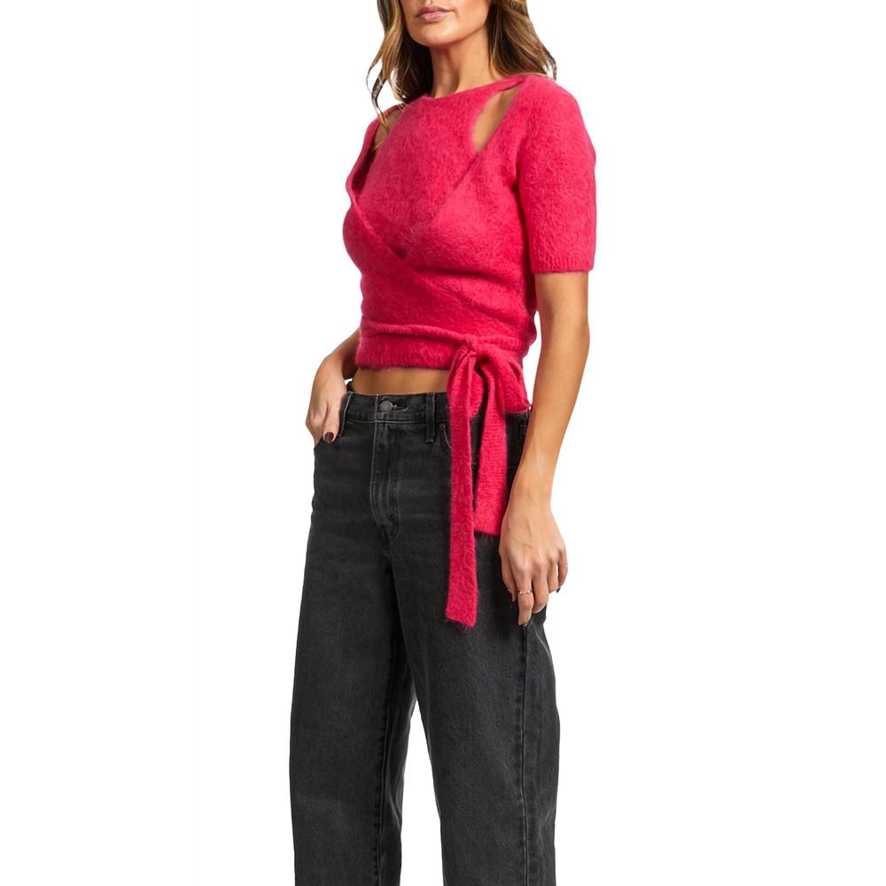 NEW GANNI short sleeve knit top in fuchsia - Picture 2 of 3